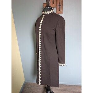 Vintage 60s Brown Mod Dress; Bleeker Street Wool Blend Dress